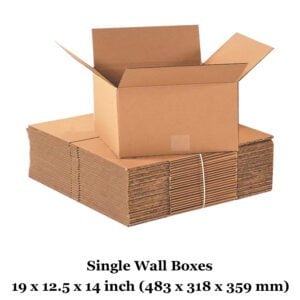 19" x 12.5" x 14" inch Single Wall Card Board Boxes 19X12.5X14 inch